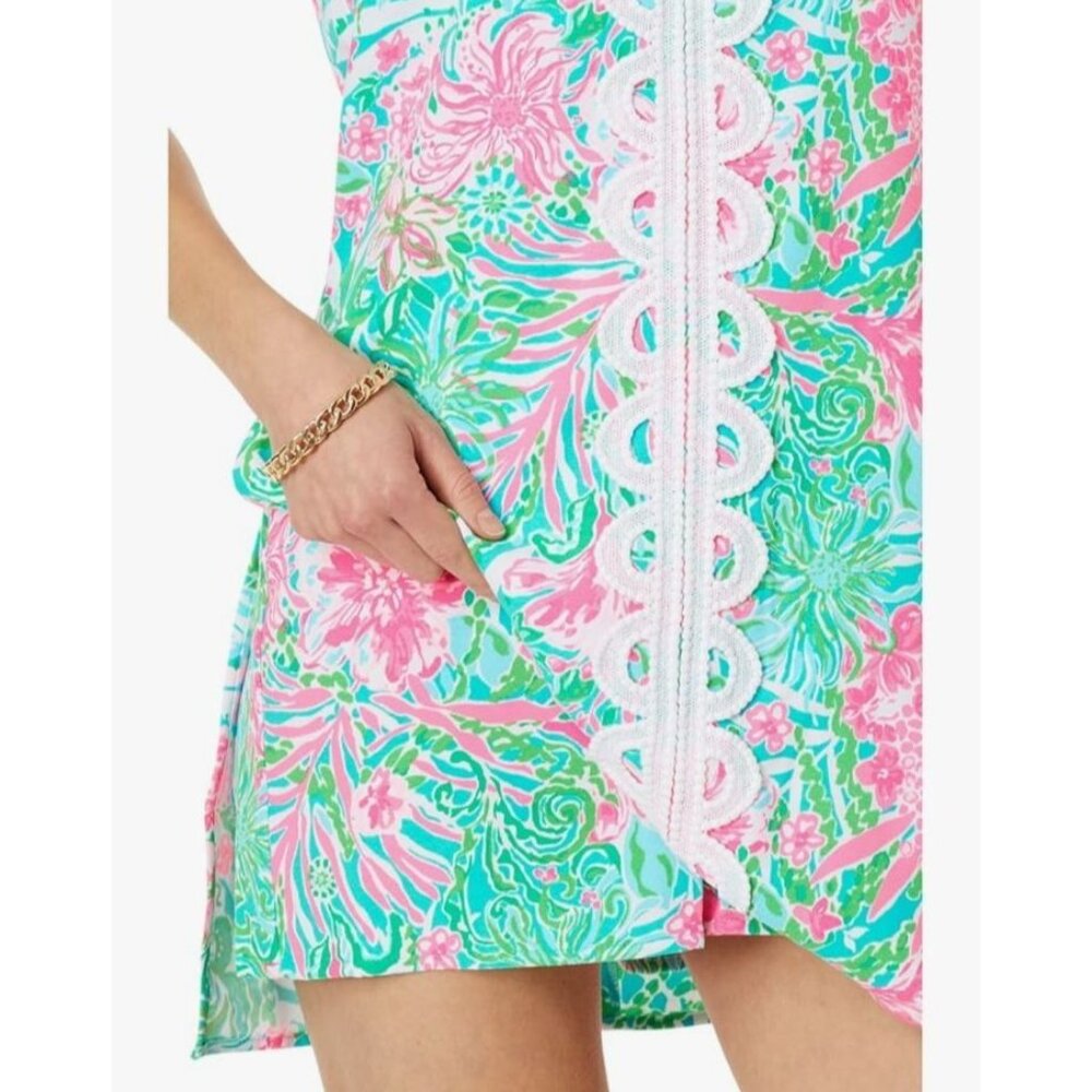 Lilly Pulitzer Ronnie Shift Romper Dress Leaf It Wild Amalfi Blue Size 10 - Picture 3 of 16